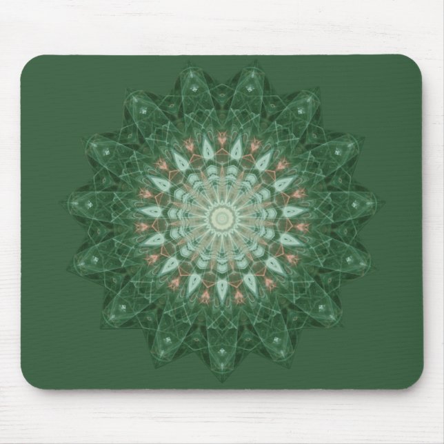 Green Star Mandala Mouse Pad (Front)