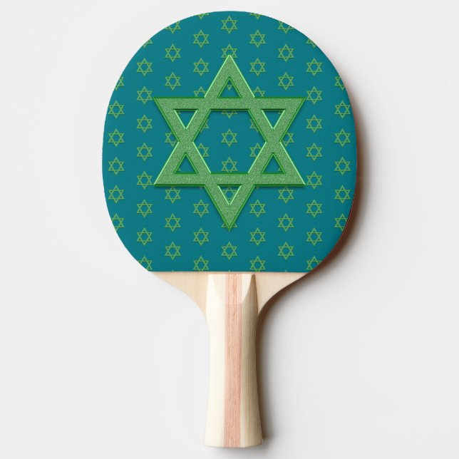 Green Star of David Seamless Ping Pong Paddle (Back)