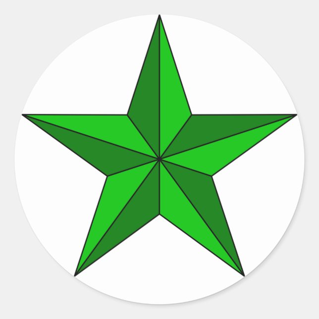 Green Star on Circle Classic Round Sticker (Front)