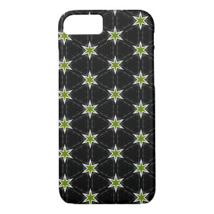 Green Star Pattern on Black Background Case-Mate iPhone Case