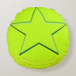 Green Star Round Pillow