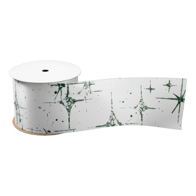 Green Star Twinkle 3 inch Ribbon Satin Ribbon (Spool)
