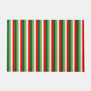 Green, Star White And Red Clover Pinstripes Doormat