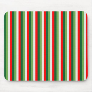 Green, Star White And Red Clover Pinstripes Mouse Pad