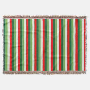 Green, Star White And Red Clover Pinstripes Throw Blanket