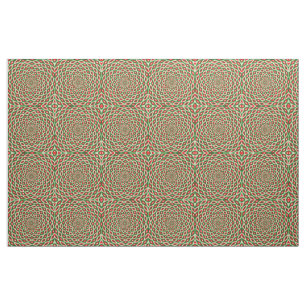 Green, Star White and Red Dome Effect Pattern Fabric