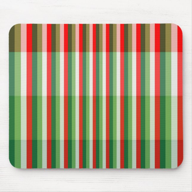 Green, Star White and Red Stipe Overlay Pattern Mouse Pad (Front)