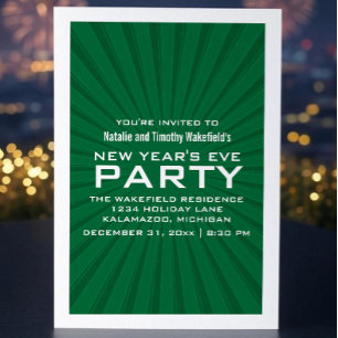 Green Starburst Grève Invitation de la fête du Nou