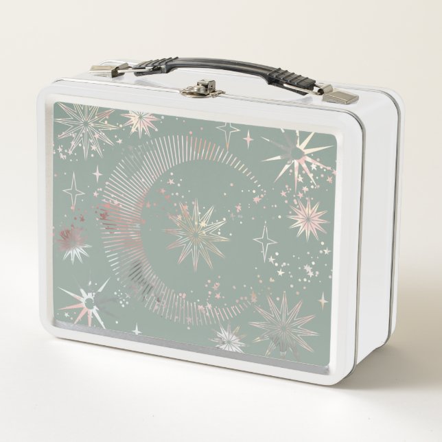 Green Starburst  Metal Lunch Box (Front)