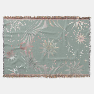 Green Starburst  Throw Blanket