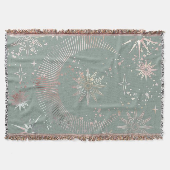 Green Starburst  Throw Blanket (Front)