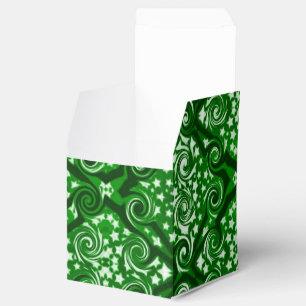 Green Stars and Swirls Pattern Cube Favour Box