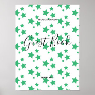 Green Stars Design moderne Book Sign Poster