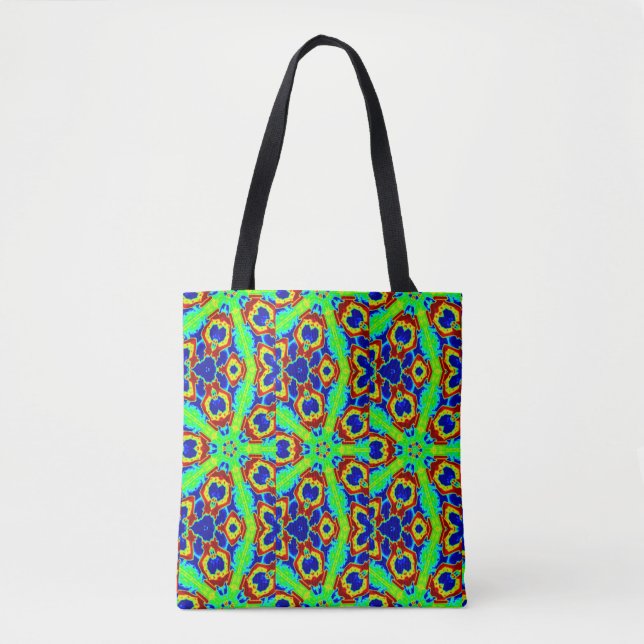 green stars floral geometric tote bag (Front)