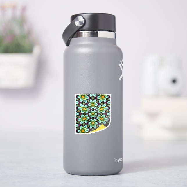 Green Stars Floral Pattern (HydroFlask)