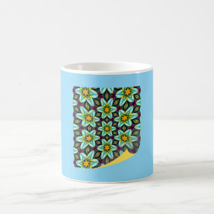 Green Stars Floral Pattern Magic Mug