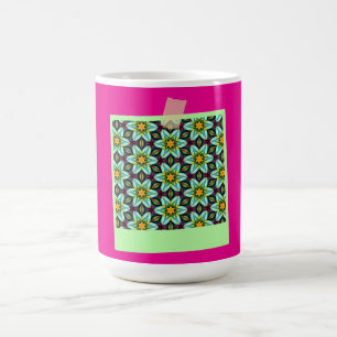 Green Stars Floral Pattern Magic Mug