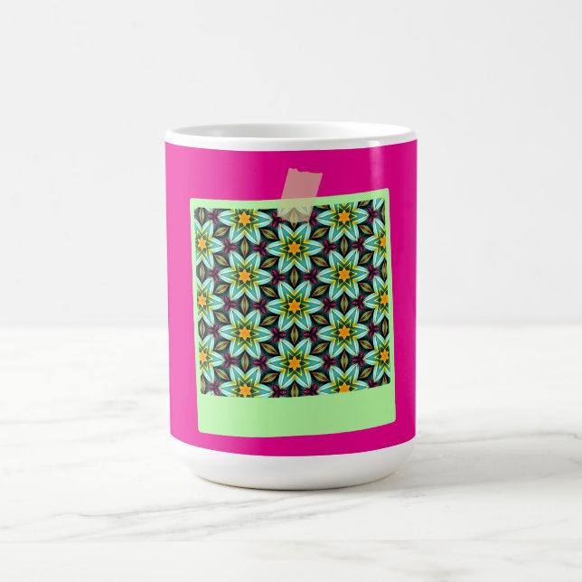 Green Stars Floral Pattern Magic Mug (Center)