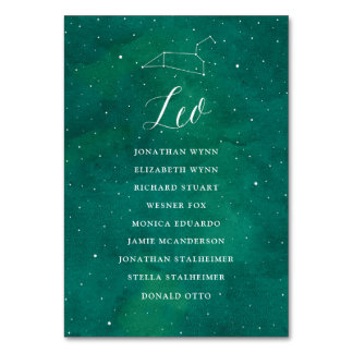 Green Stars Galaxy Mariage Carte de siège Leo