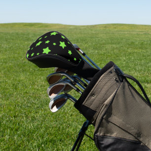 Green stars on black pattern golf head cover