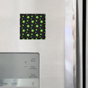 Green stars on black pattern magnet