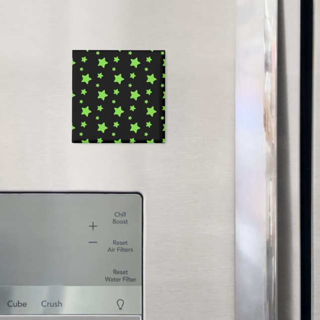Green stars on black pattern magnet (In Situ (Fridge))