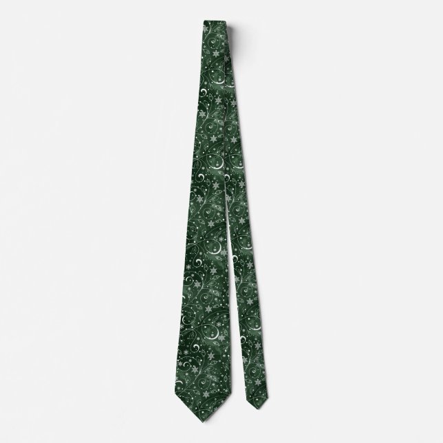 Green Stars & Swirls Neck Tie (Front)
