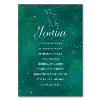 Green Stars Wedding Seating Chart Card Gemini