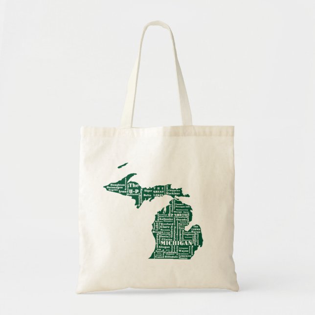 Green State of Michigan Cities Tote Bag (Front)