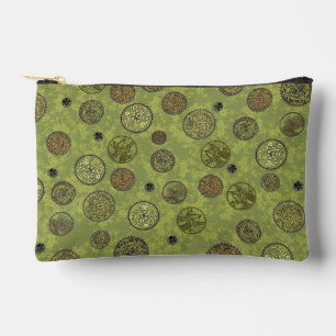Green Steampunk Gear Medallions Accessory Pouch