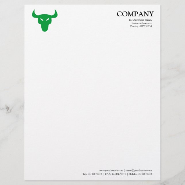 Green Steer Symbol - White Letterhead (Front)