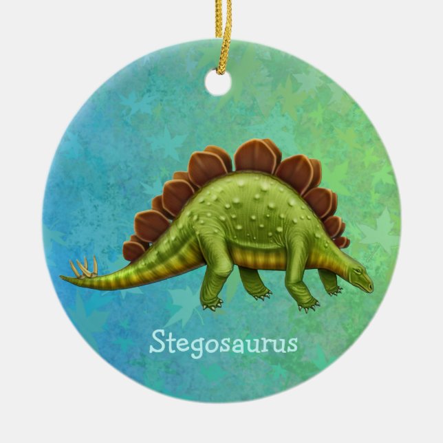 Green Stegosaurus Dinosaur Ornament (Front)