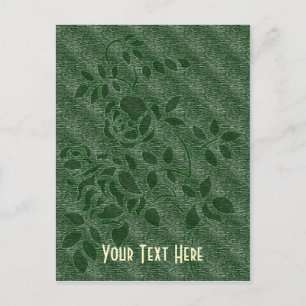 Green Stencil Rosebud Floral Customizable Postcard