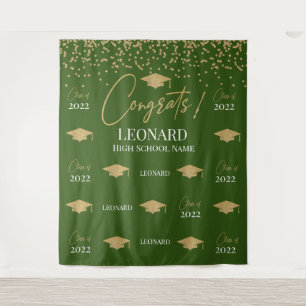 Green Step and repeat Graduation Backdrop banner Tapestry