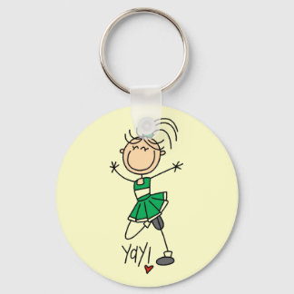 Green Stick Figure Cheerleader t-shirts and Gifts Keychain