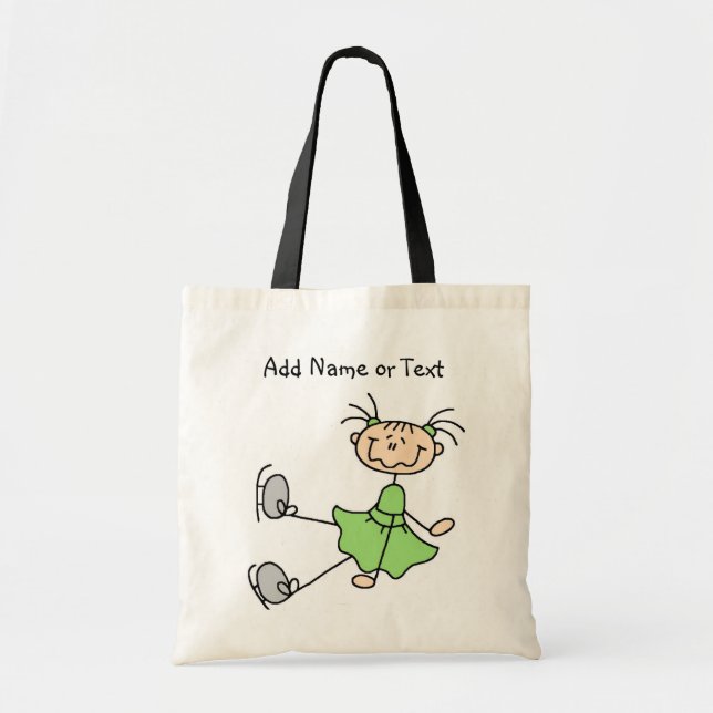 Green Stick Figure Girl Ice Skater Customized Bag (Front)