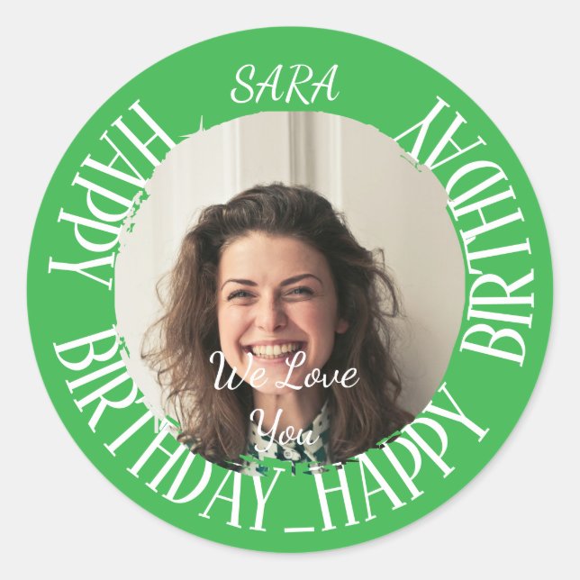 green Sticker for birthday fully customizable (Front)