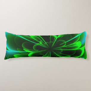 Green Stilized Corolla Bent Up Petals Body Pillow