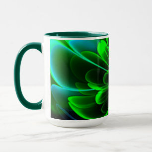 Green Stilized Corolla Bent Up Petals Mug