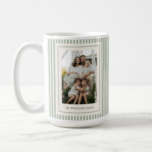 Green Stipes Photo Christmas Coffee Mug