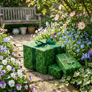 Green Strawberry Leaves Wrapping Paper