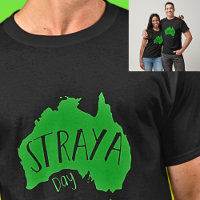 Green STRAYA Map for Australia Day on Dark