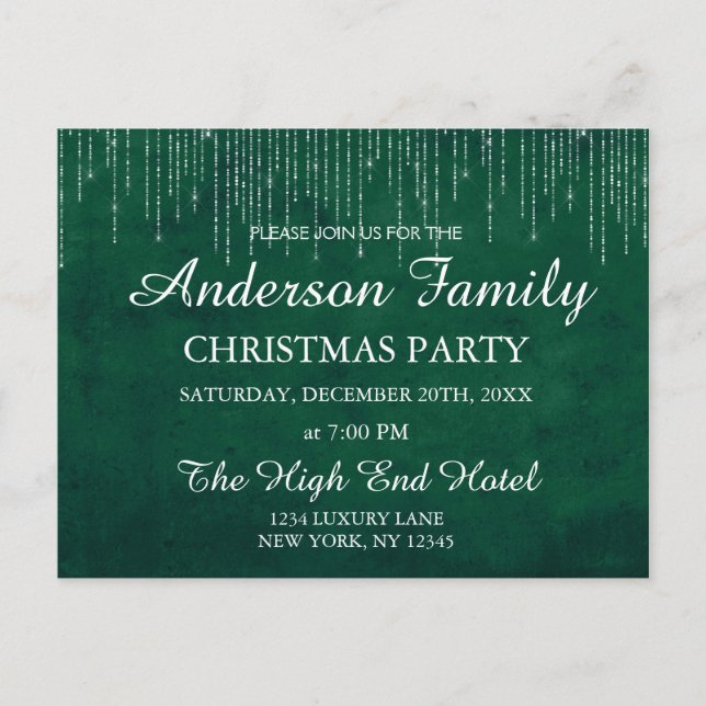 Green String Light Annual Christmas Party Postcard (Front)