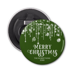 Green String Lights Christmas Party Bottle Opener
