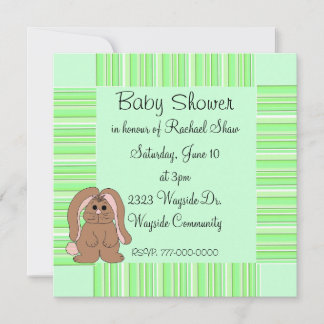 Green Stripe Baby Shower Invitation