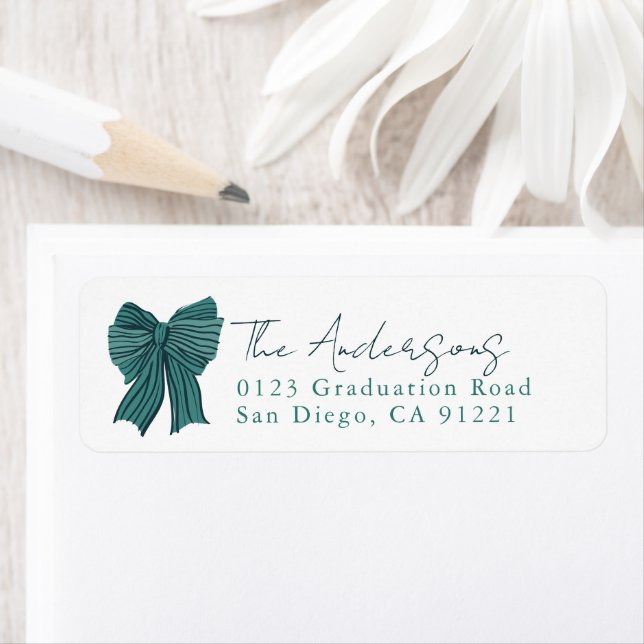 Green Stripe Bow Ribbon Return Address (En situation)