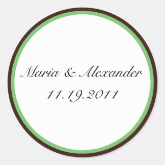 Green Stripe Chocolate Brown Seals / Stickers