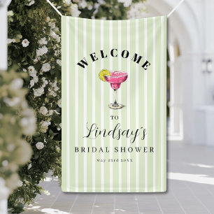 Green Stripe Cocktail Bridal Shower Party  Banner