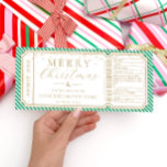 Green Stripe Concert Ticket Gift Voucher Card<br><div class="desc">This fake Christmas concert gift voucher design features a stripe design. All of the text is fully editable. For more advanced customization of this design,  simply select the "Customize It" button above.</div>