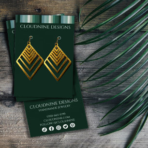 Green Stripe Earring Necklace Jewelry Display Card
